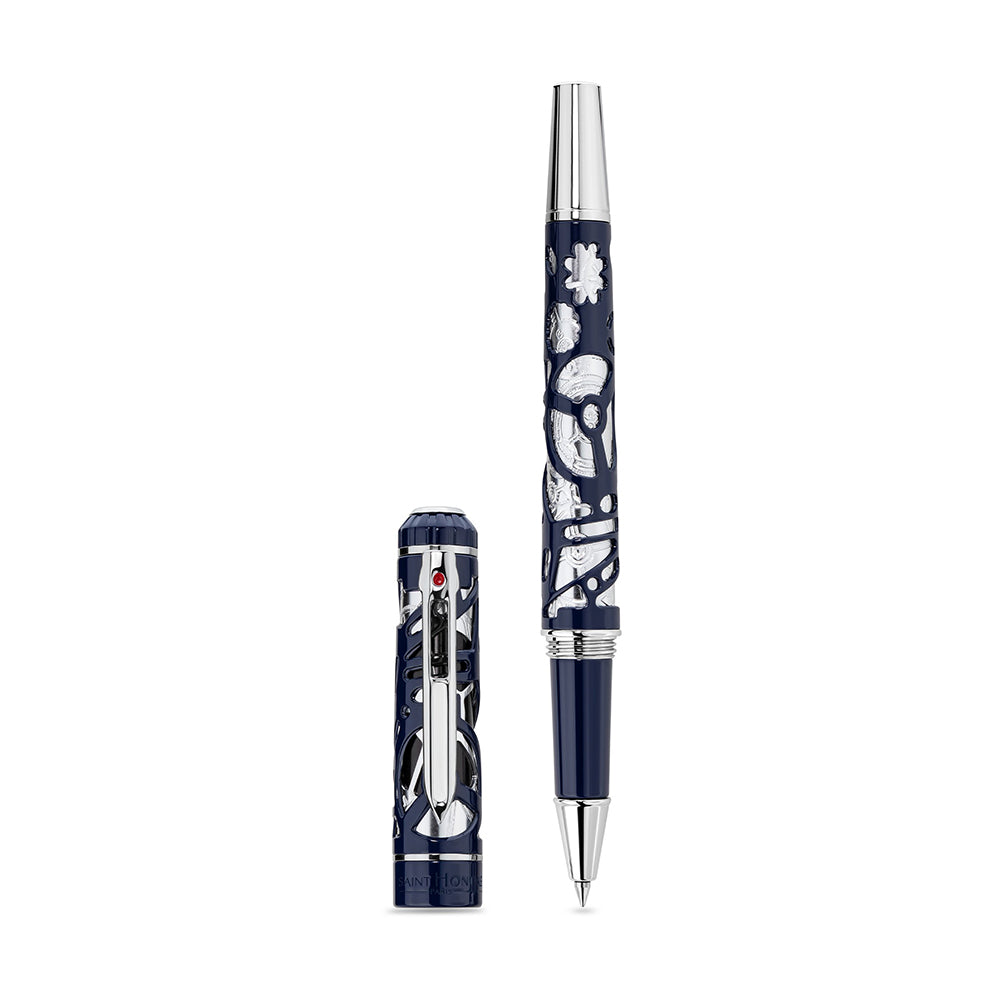 Monceau Cut-Out Design Pen STEEL AND IP BLUE