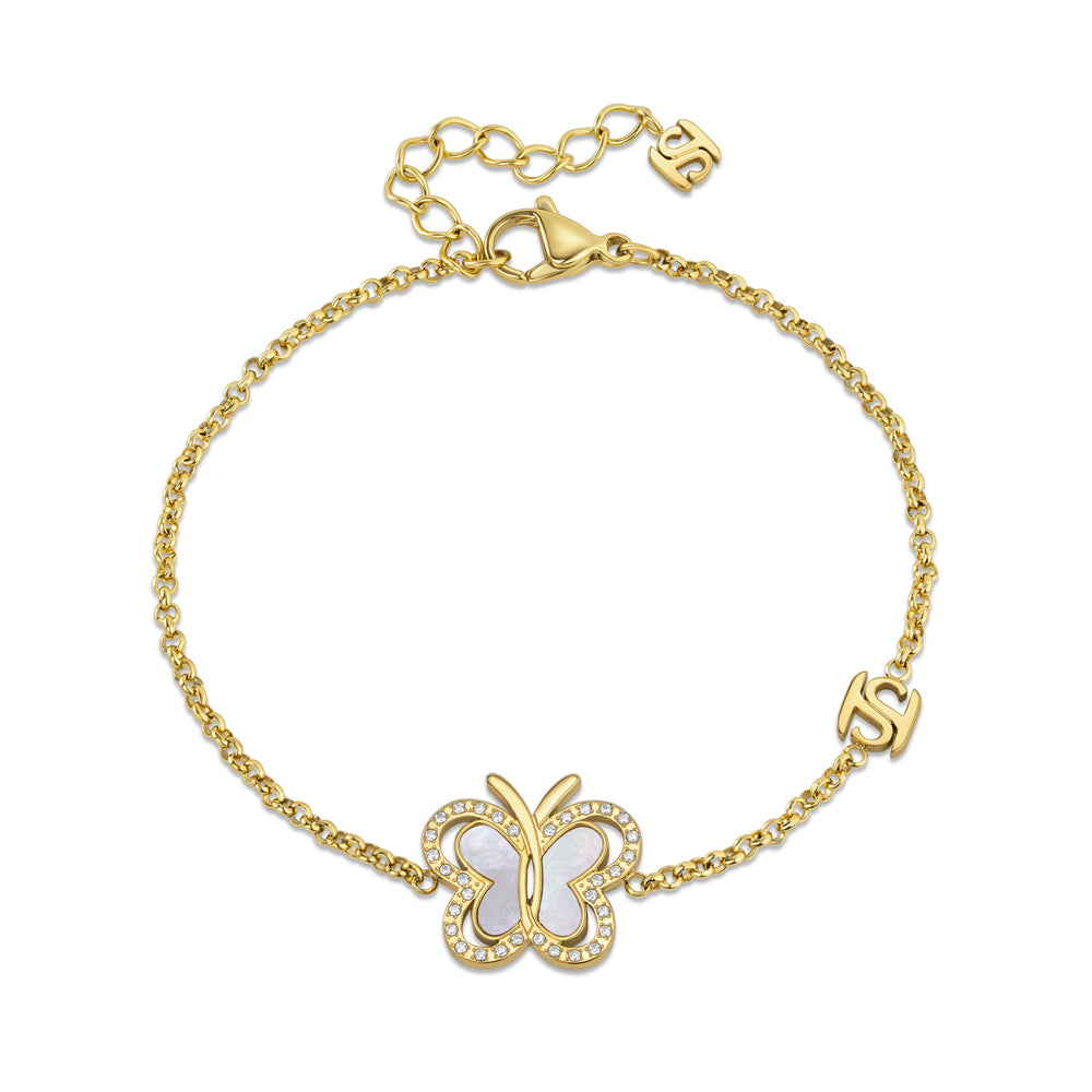 Orsay Bracelet Butterfly Motif with MOP and Crystals GOLD PLATED (OR) GOLD COLOUR