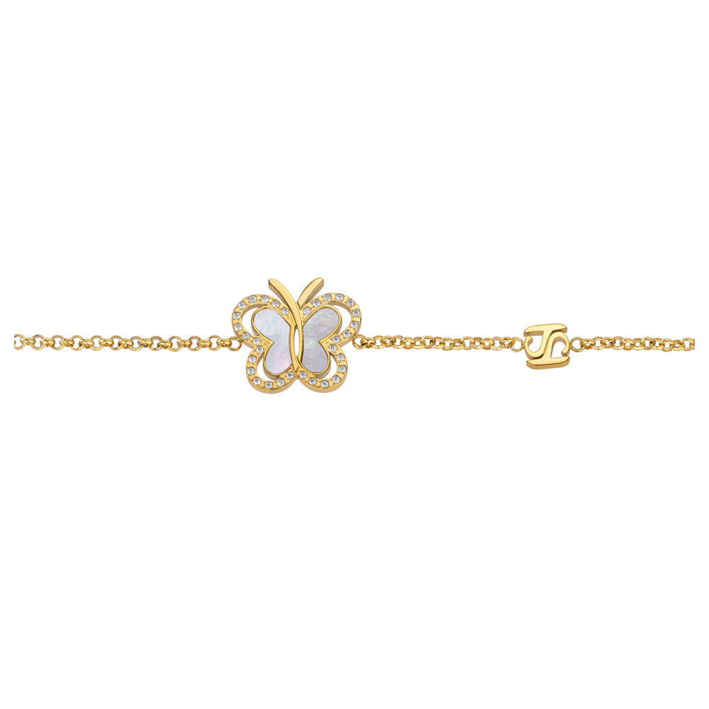 Orsay Bracelet Butterfly Motif with MOP and Crystals GOLD PLATED (OR) GOLD COLOUR