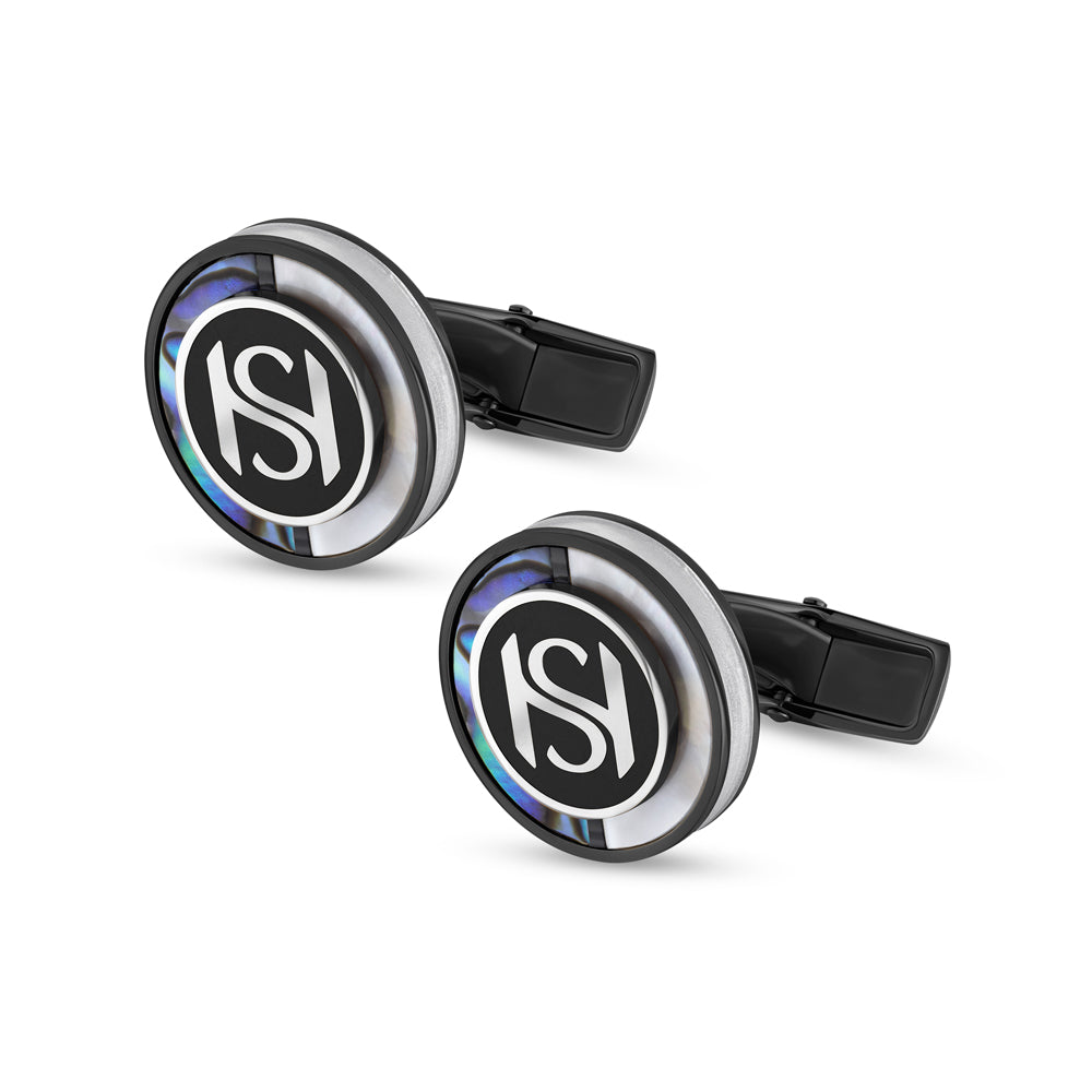 Mother of Pearl Cufflinks IP BLACK AND WHITE