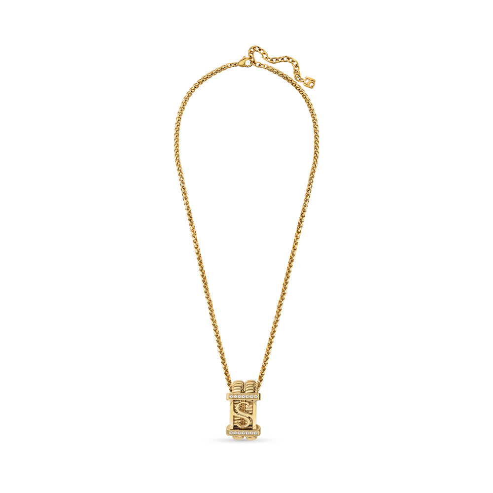 Spire Necklace with Logo & Crystals IP GOLD PLATING