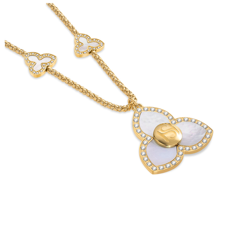 Burj Necklace with Three-Petal Motif & MOP IP GOLD PLATING
