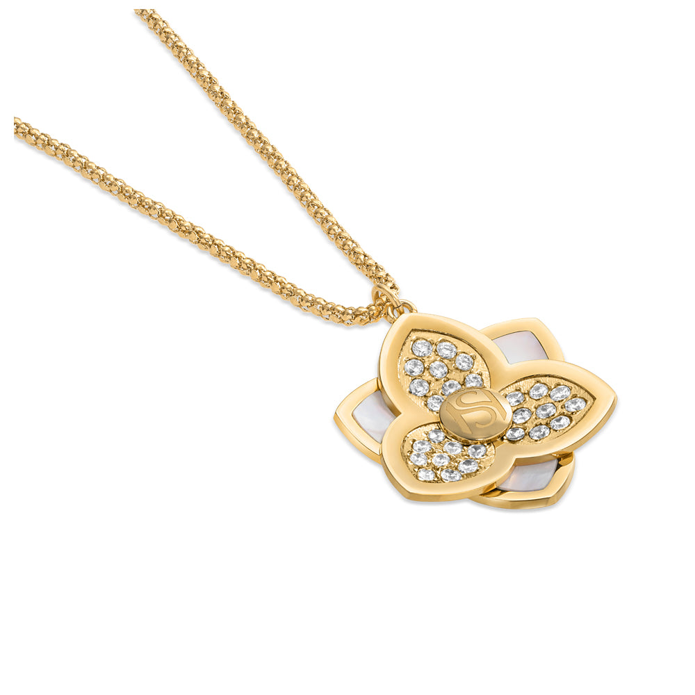 Burj Necklace with Six-Petal Motif IP GOLD PLATING