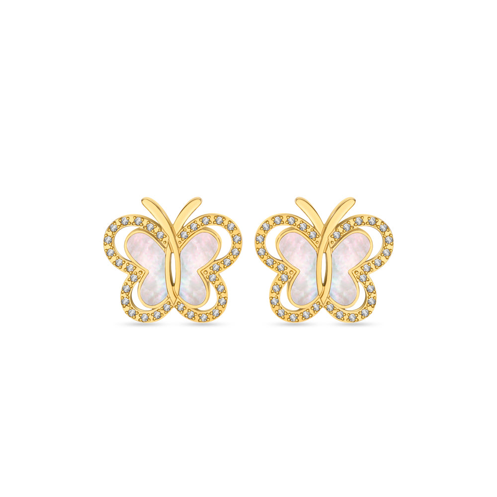 Orsay Earrings with Butterfly Motif & Crystals GOLD PLATED (OR) GOLD COLOUR