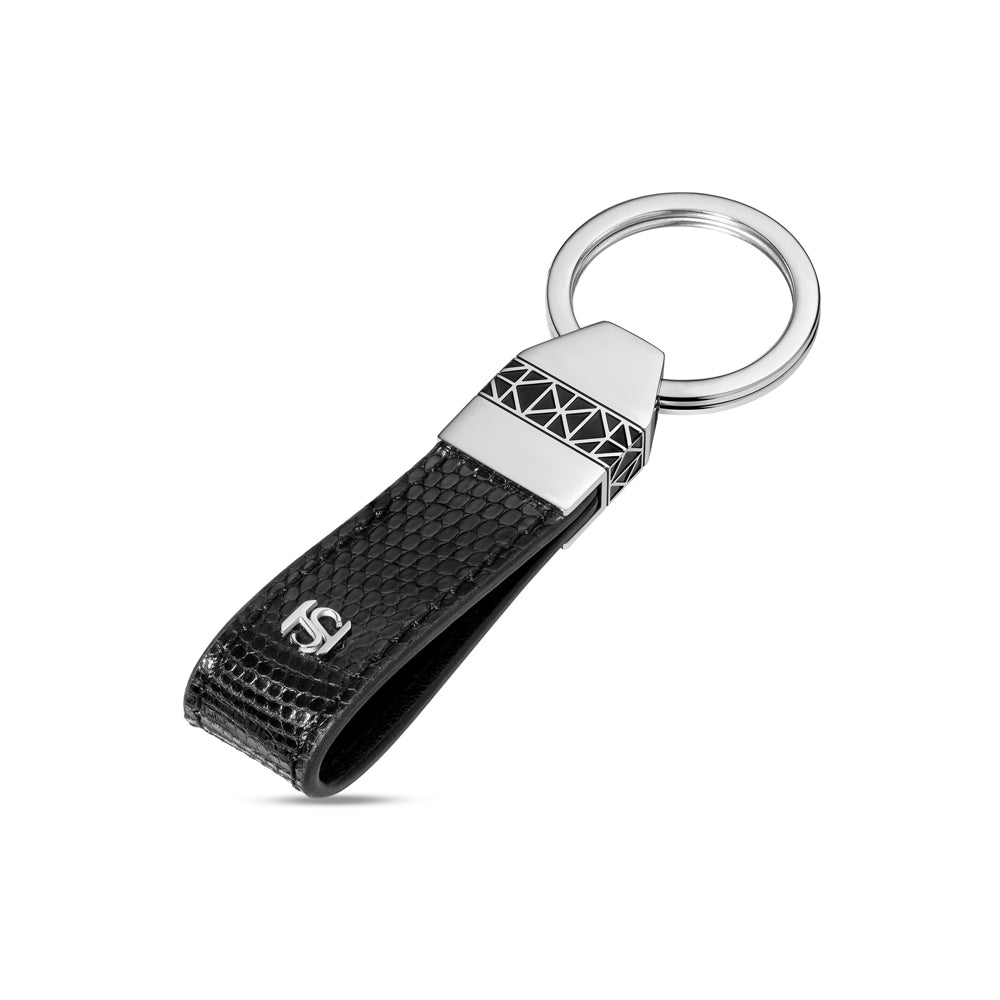 Champ De Mars Cannage Pattern Leather Keyring STEEL AND BLACK