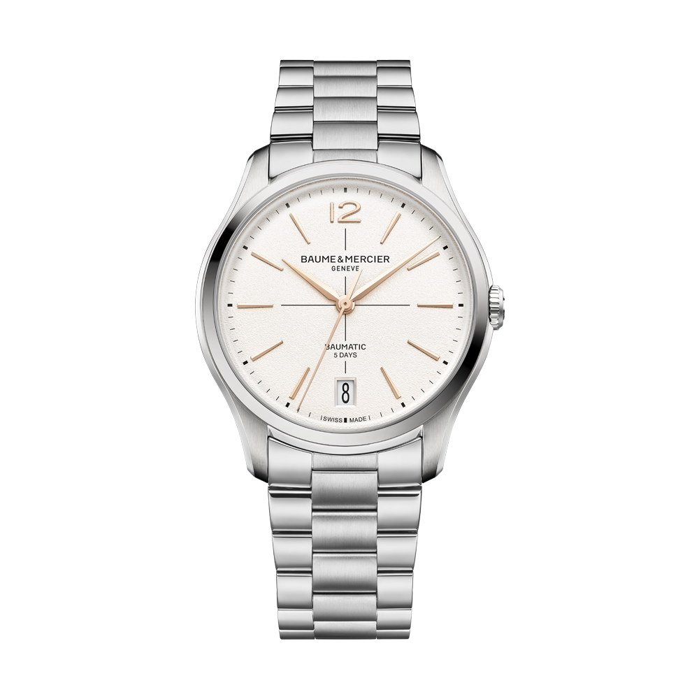 CLIFTON MENS AUTOMATIC 39 MM WATCH SILVER / WHITE