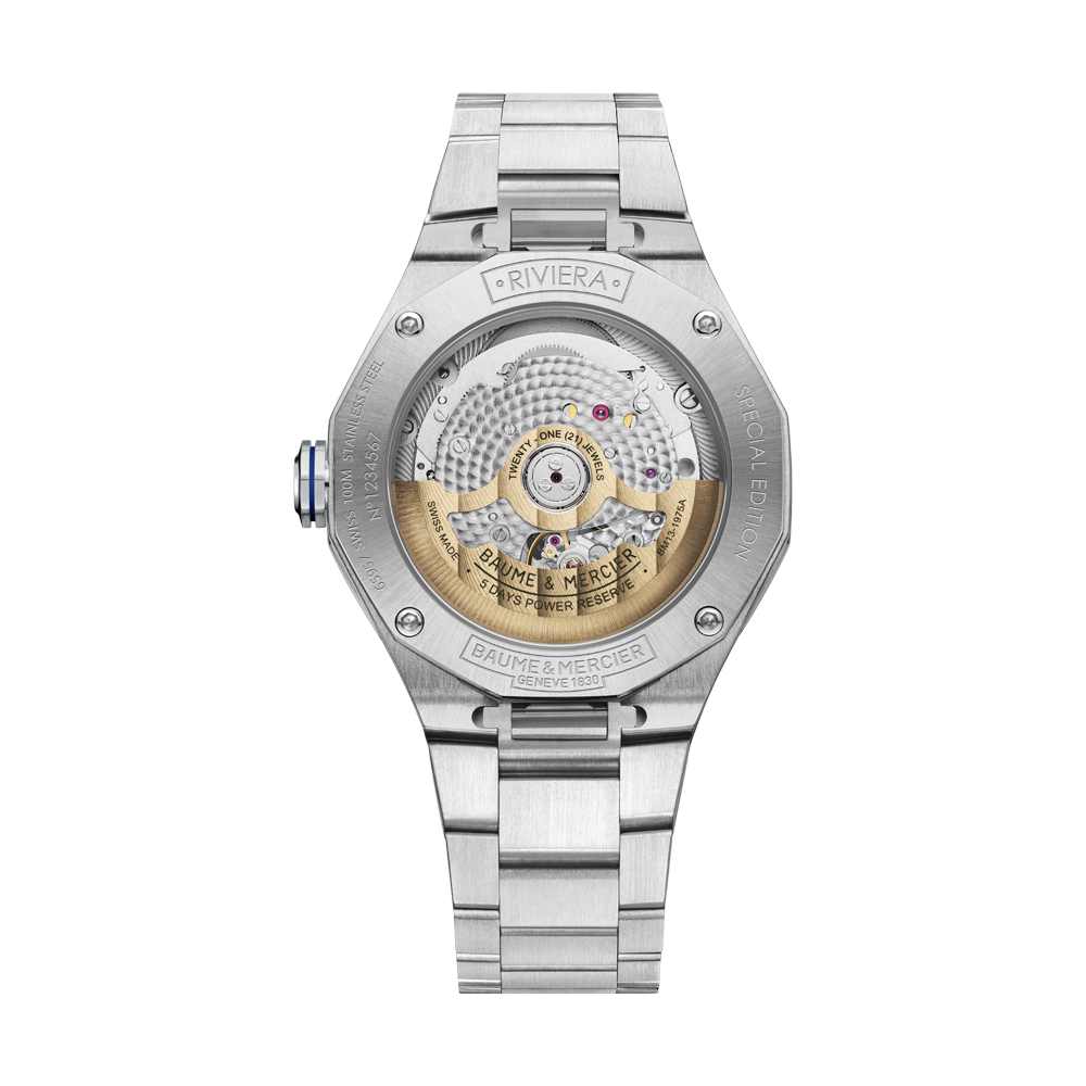 RIVIERA DEDECAGONAL MENS AUTOMATIC 39MM WATCH SILVER / BRASS