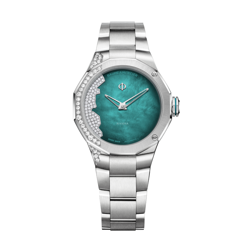 RIVIERA LADIES DIAMOND AUTOMATIC WATCH SILVER / BLUE