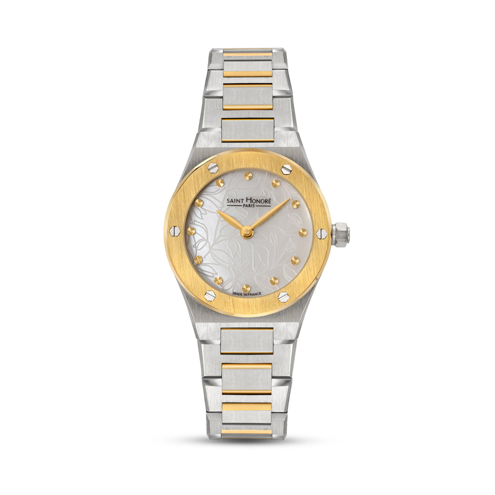 Haussman Women's Analog Watch Silver/Gold/White Mother-of-pearl