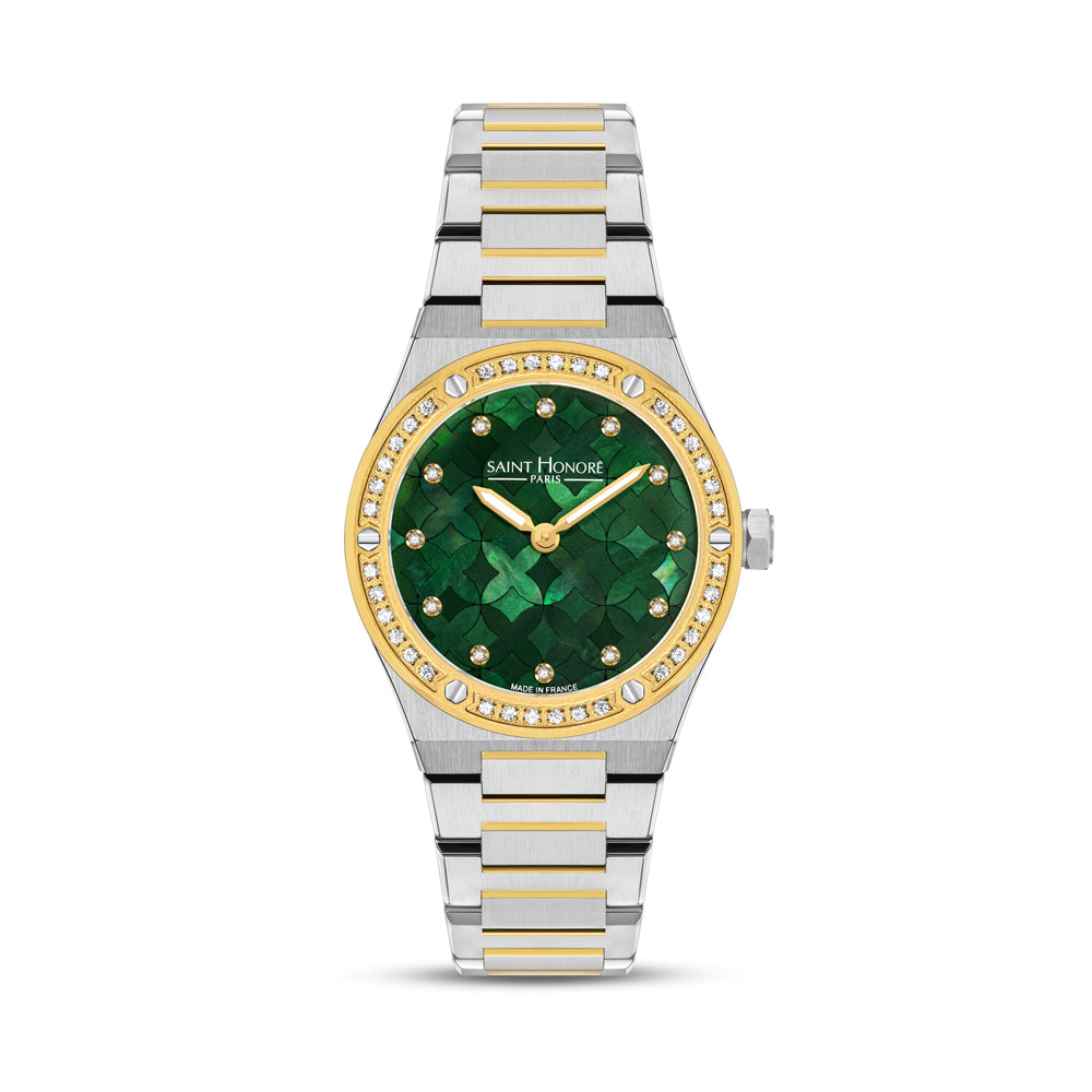 Haussman Women's Analog Watch Silver/Gold/Green