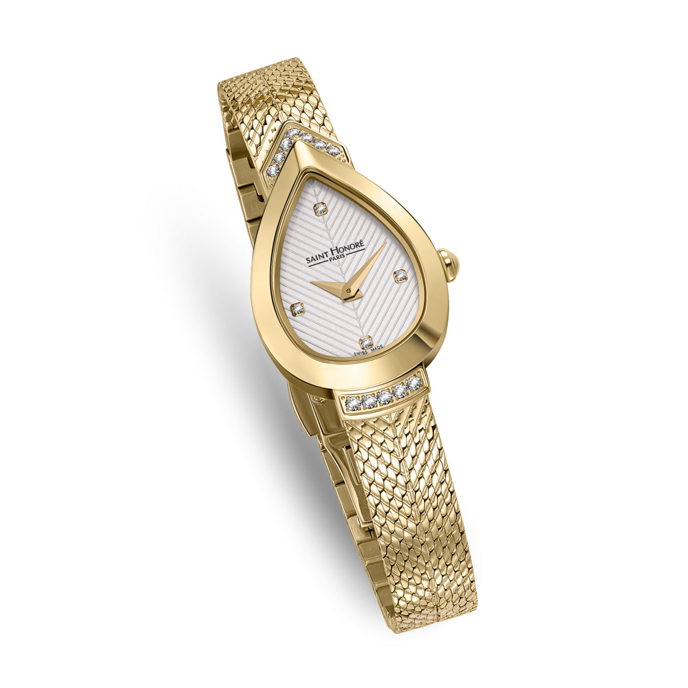 Petit Palais Diamond Watch IP GOLD PLATED / WHITE