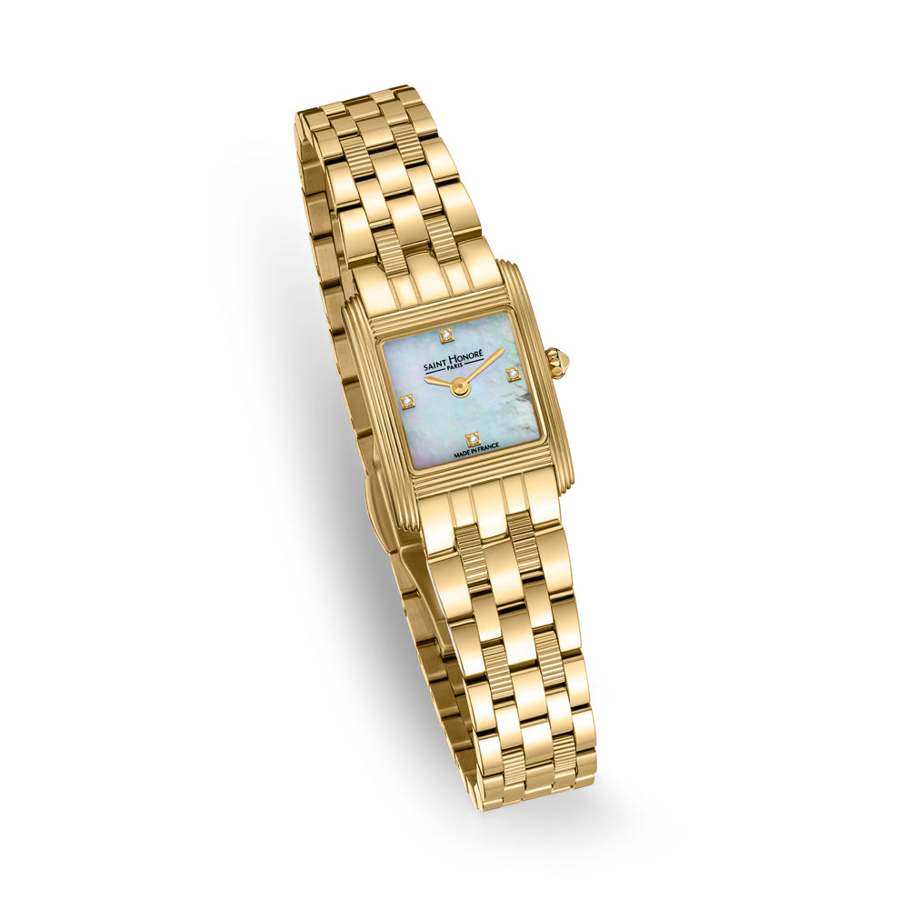 Palais Royal Mini White Diamond Watch IP GOLD PLATED / WHITE MOP