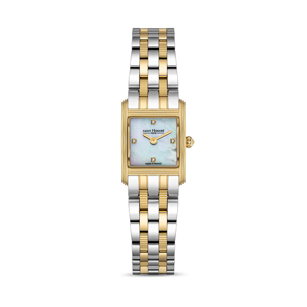 Palais Royal Mini White Diamond Watch STAINLESS STEEL & IP GOLD PLATED / WHITE MOP