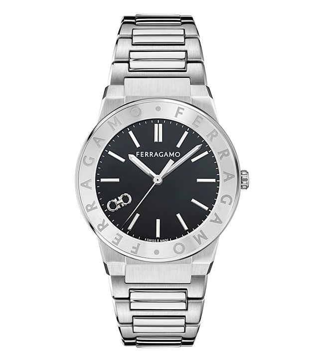 Salvatore Ferragamo Sapphire Log Silver / Black