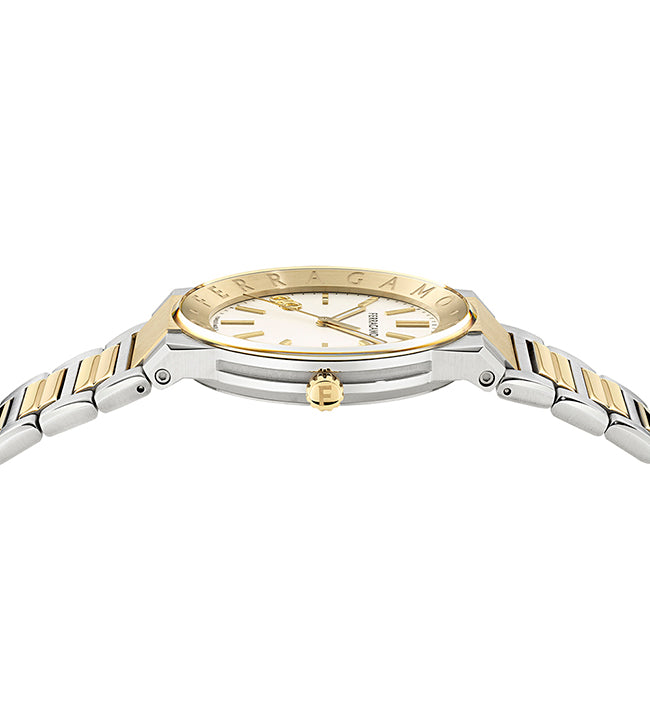 Salvatore Ferragamo Sapphire Log Gold Silver / White-Silver
