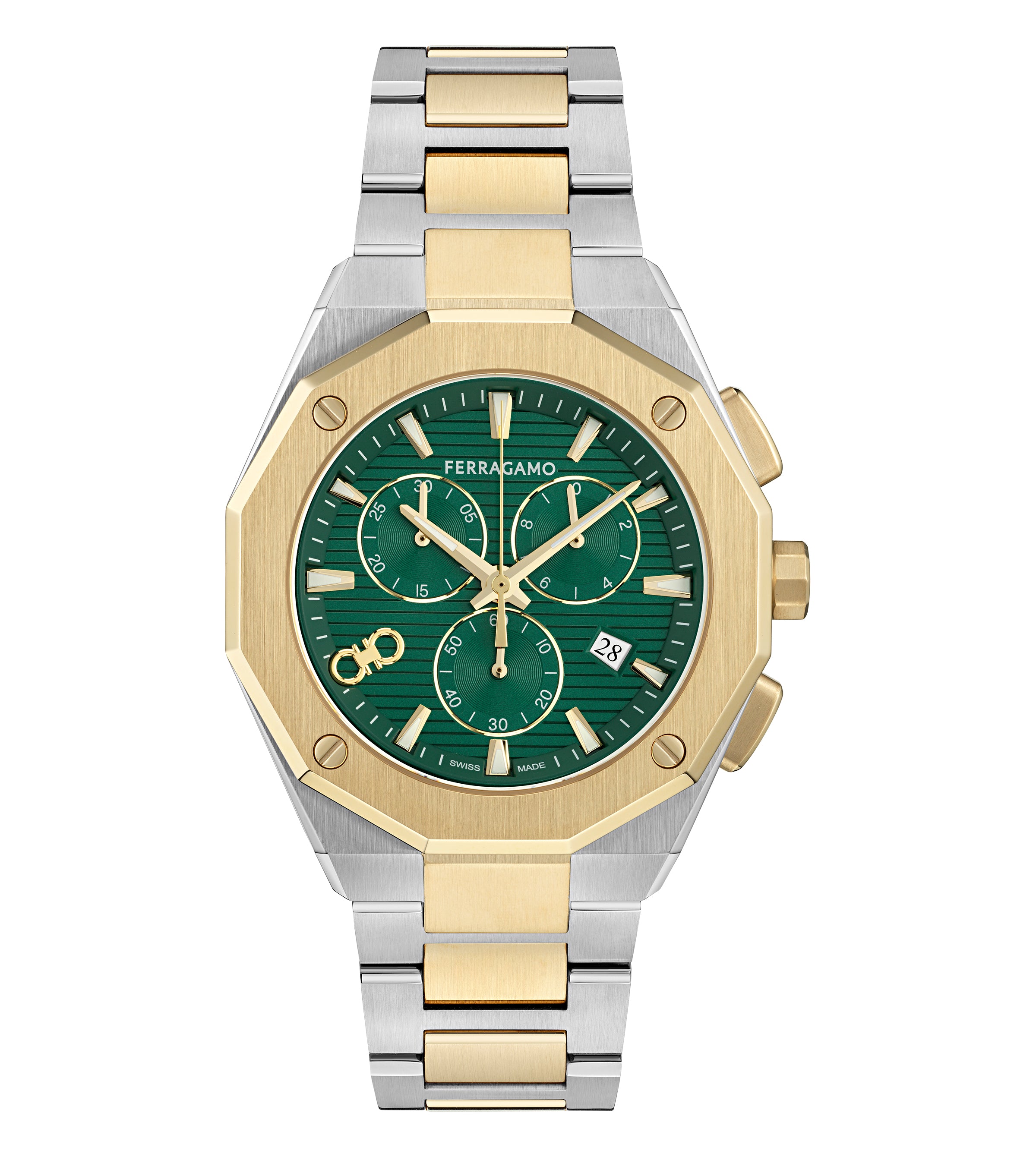 Salvatore Ferragamo Versilia Chrono Gold Silver / Green
