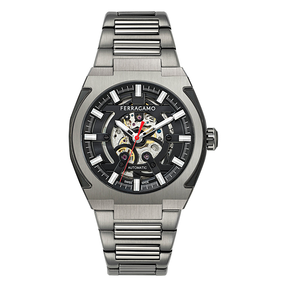 Salvatore Ferragamo Supreme Skeleton Gun Metal / Black