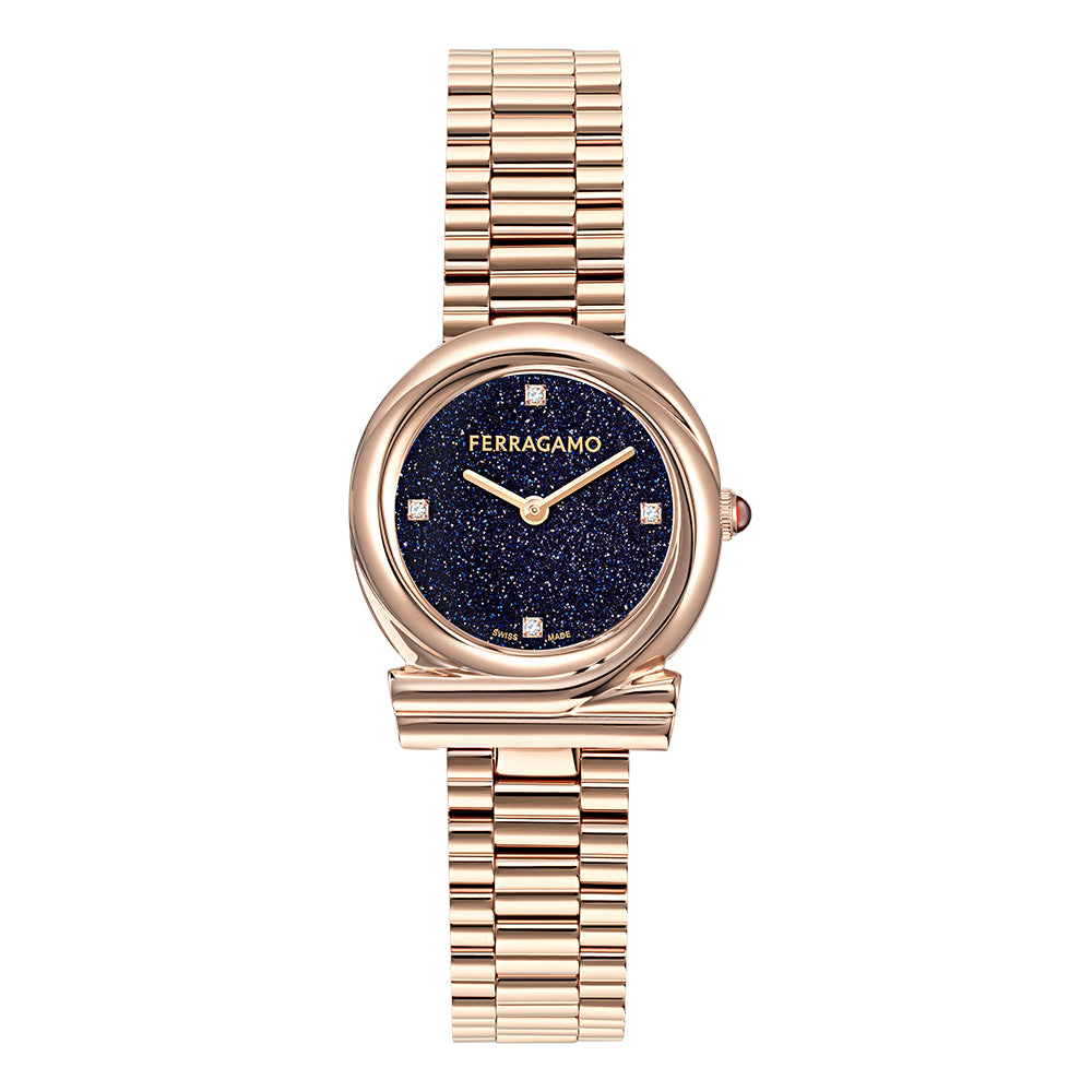Salvatore Ferragamo Gancini Twisted 28Mm-F Rose Gold / Blue