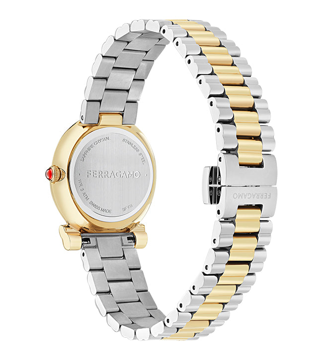 Salvatore Ferragamo Gancini Twisted Gold Silver / White