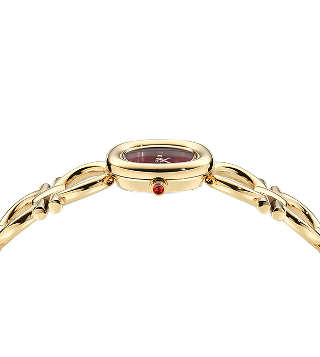 Salvatore Ferragamo Double Gancini Jewel Gold / Burgundy