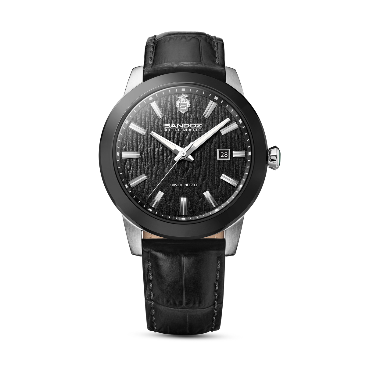 TIVOLI GENTS AUTOMATIC 3H DATE Black Dial, Black Leather Strap