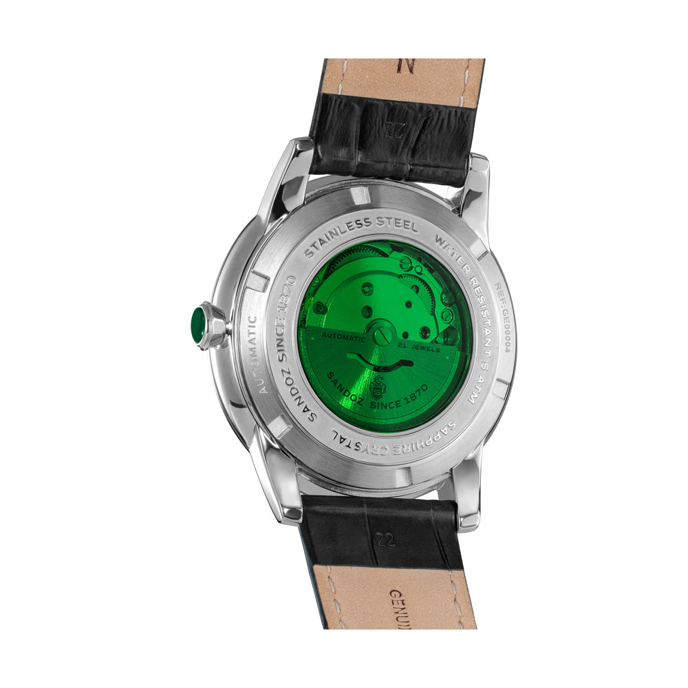 TIVOLI GENTS AUTOMATIC 3H DATE Black Dial, Black Leather Strap
