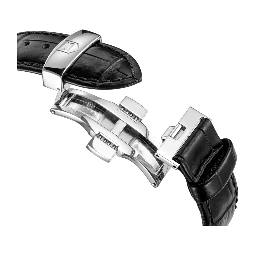 TIVOLI GENTS AUTOMATIC 3H DATE Black Dial, Black Leather Strap