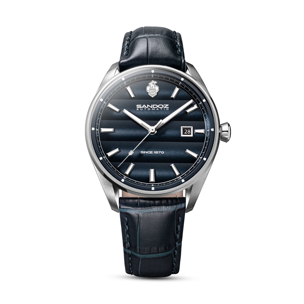 BACHELIN GENTS AUTOMATIC WATCH Blue Dial, Blue Leather Strap