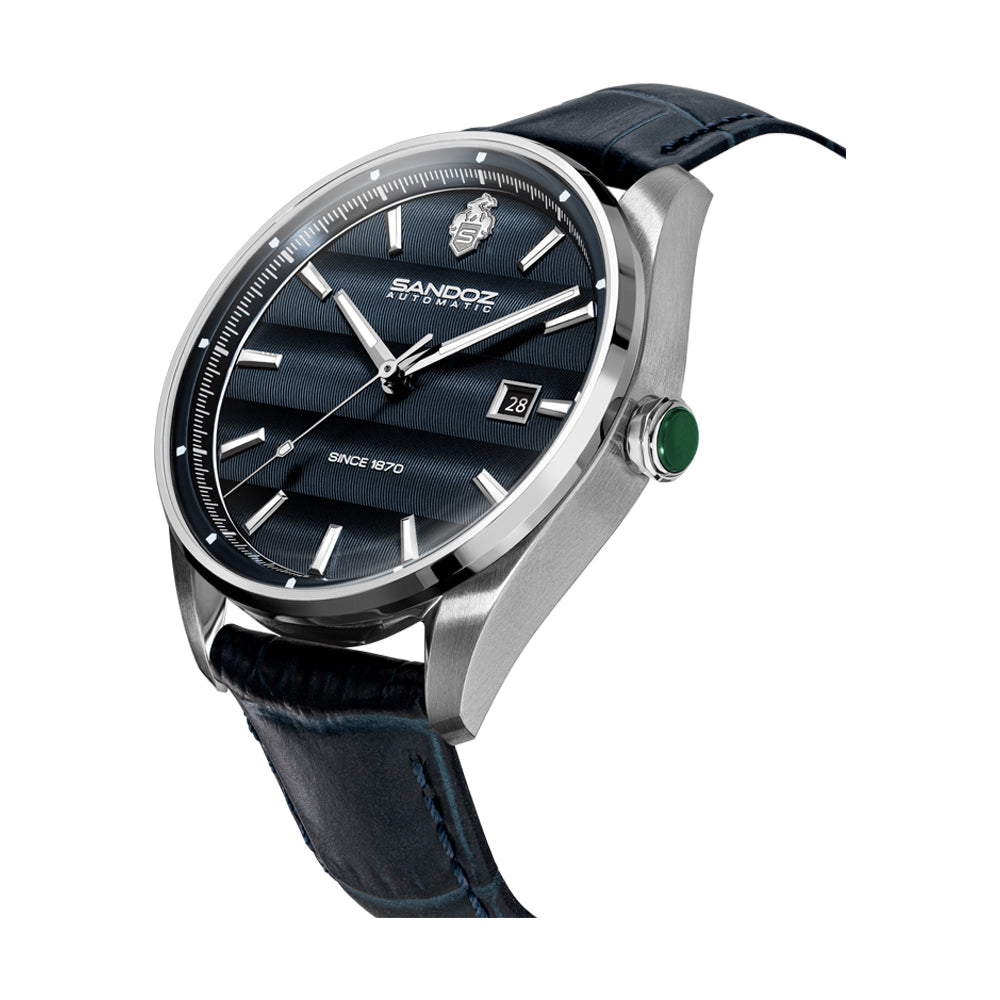 BACHELIN GENTS AUTOMATIC WATCH Blue Dial, Blue Leather Strap