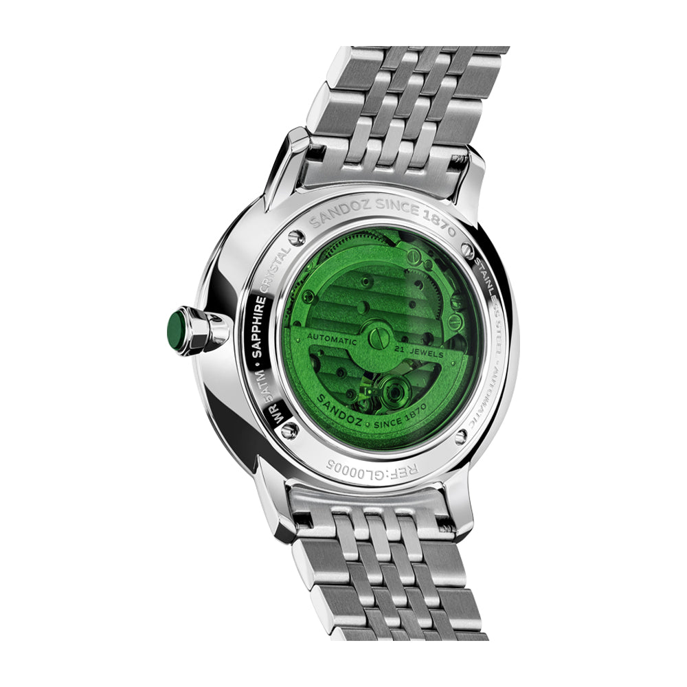 ROCHETTES GENTS AUTOMATIC WATCH Green Dial, Stainless Steel Bracelet