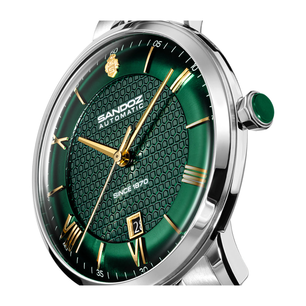 ROCHETTES GENTS AUTOMATIC WATCH Green Dial, Stainless Steel Bracelet