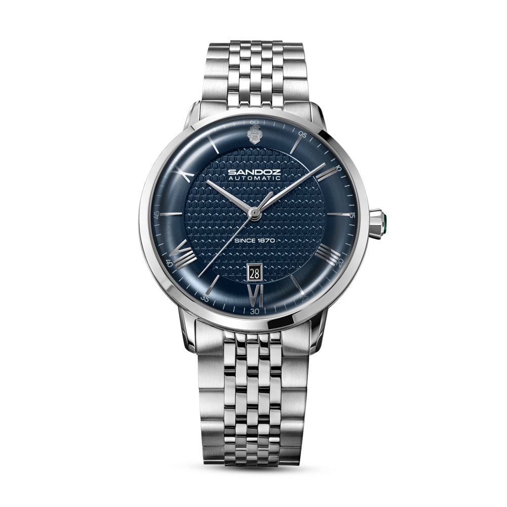 ROCHETTES GENTS AUTOMATIC WATCH Blue Dial, Stainless Steel Bracelet