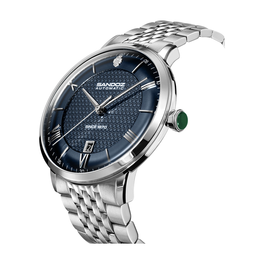 ROCHETTES GENTS AUTOMATIC WATCH Blue Dial, Stainless Steel Bracelet