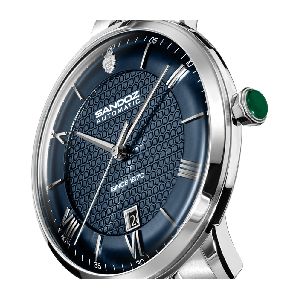 ROCHETTES GENTS AUTOMATIC WATCH Blue Dial, Stainless Steel Bracelet