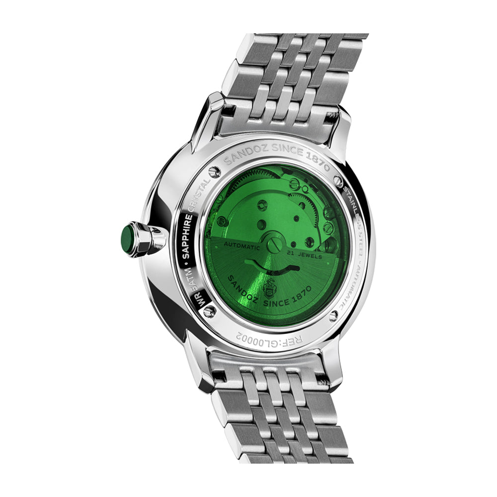 ROCHETTES GENTS AUTOMATIC WATCH Black Dial, Stainless Steel Bracelet