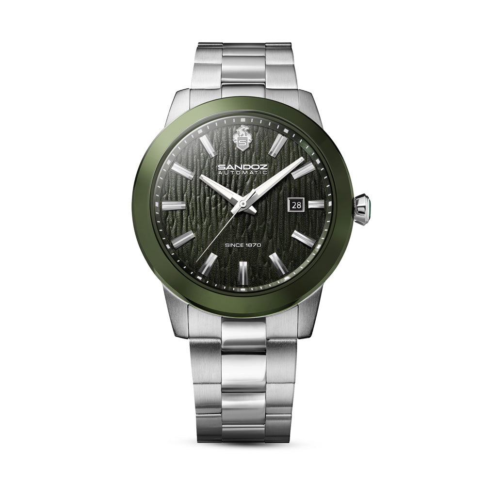TIVOLI GENTS AUTOMATIC 3H DATE Green Dial, Stainless Steel Bracelet