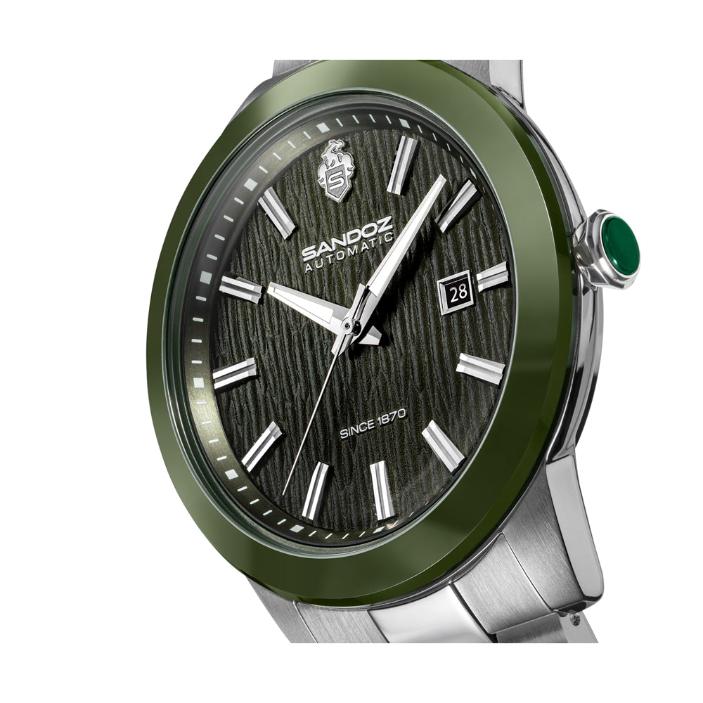 TIVOLI GENTS AUTOMATIC 3H DATE Green Dial, Stainless Steel Bracelet