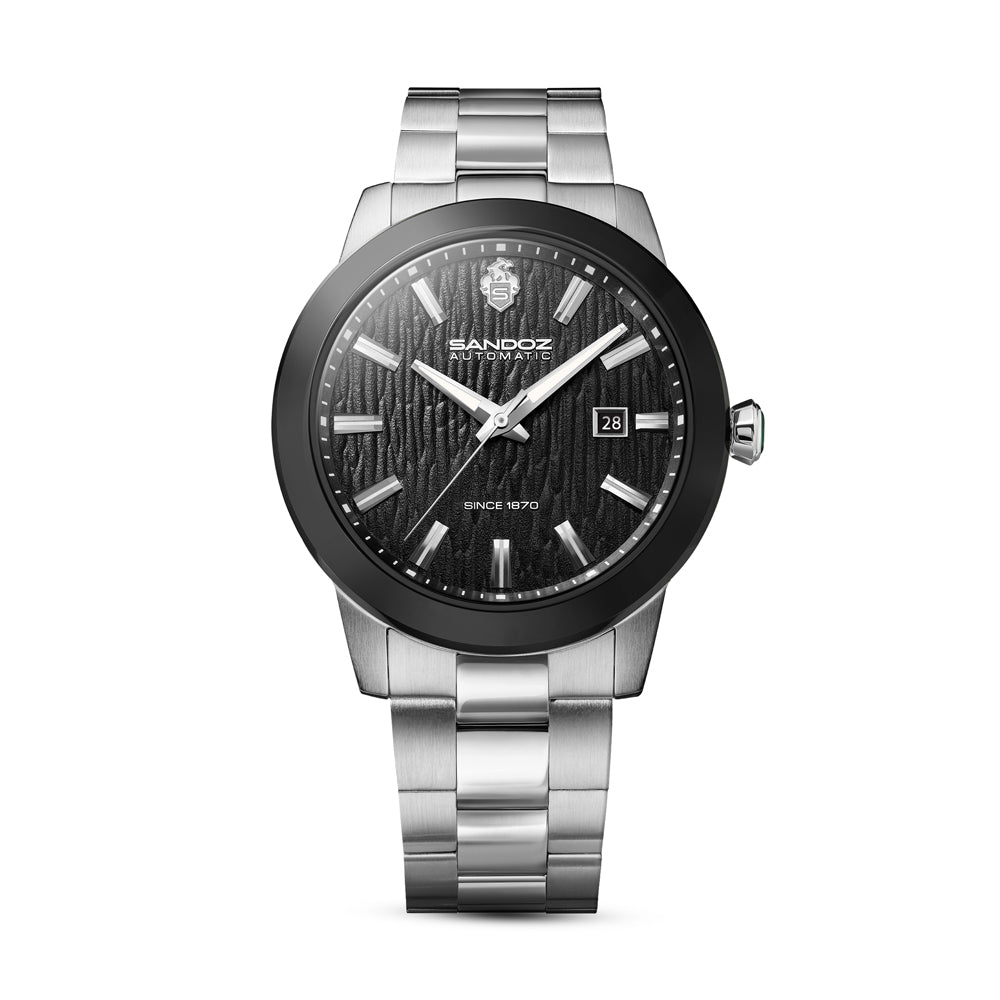 TIVOLI GENTS AUTOMATIC 3H DATE Black Dial, Stainless Steel Bracelet