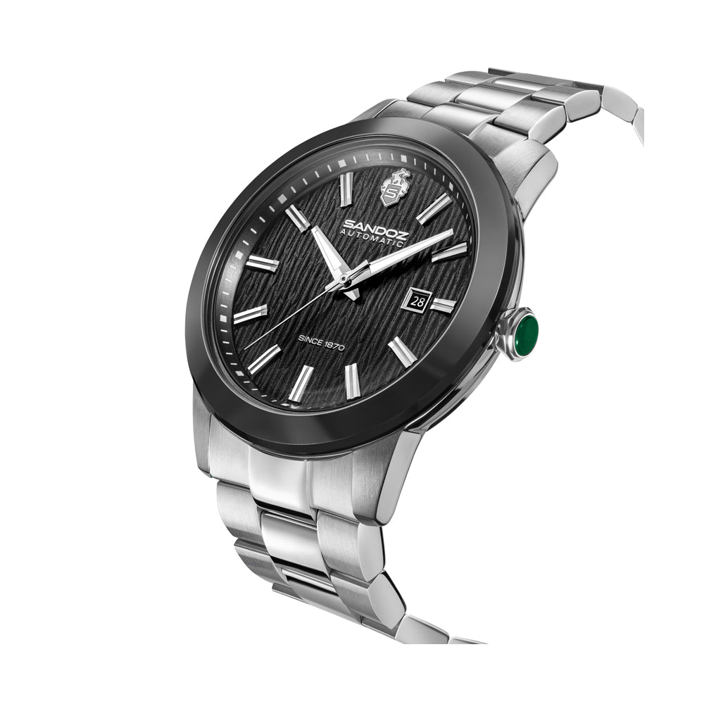 TIVOLI GENTS AUTOMATIC 3H DATE Black Dial, Stainless Steel Bracelet