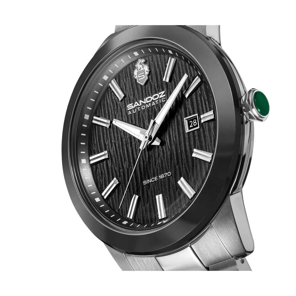 TIVOLI GENTS AUTOMATIC 3H DATE Black Dial, Stainless Steel Bracelet