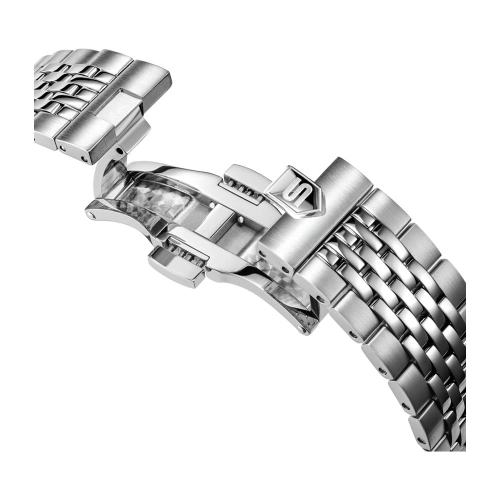 ROCHETTES GENTS AUTOMATIC OPEN HEART WATCH Anthracite Dial, Stainless Steel Bracelet