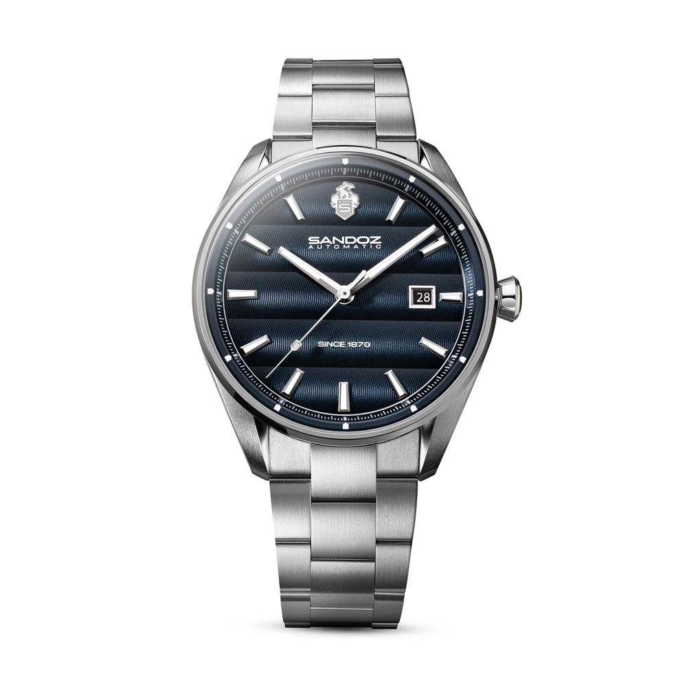 BACHELIN GENTS AUTOMATIC WATCH Blue Dial, Stainless Steel Bracelet