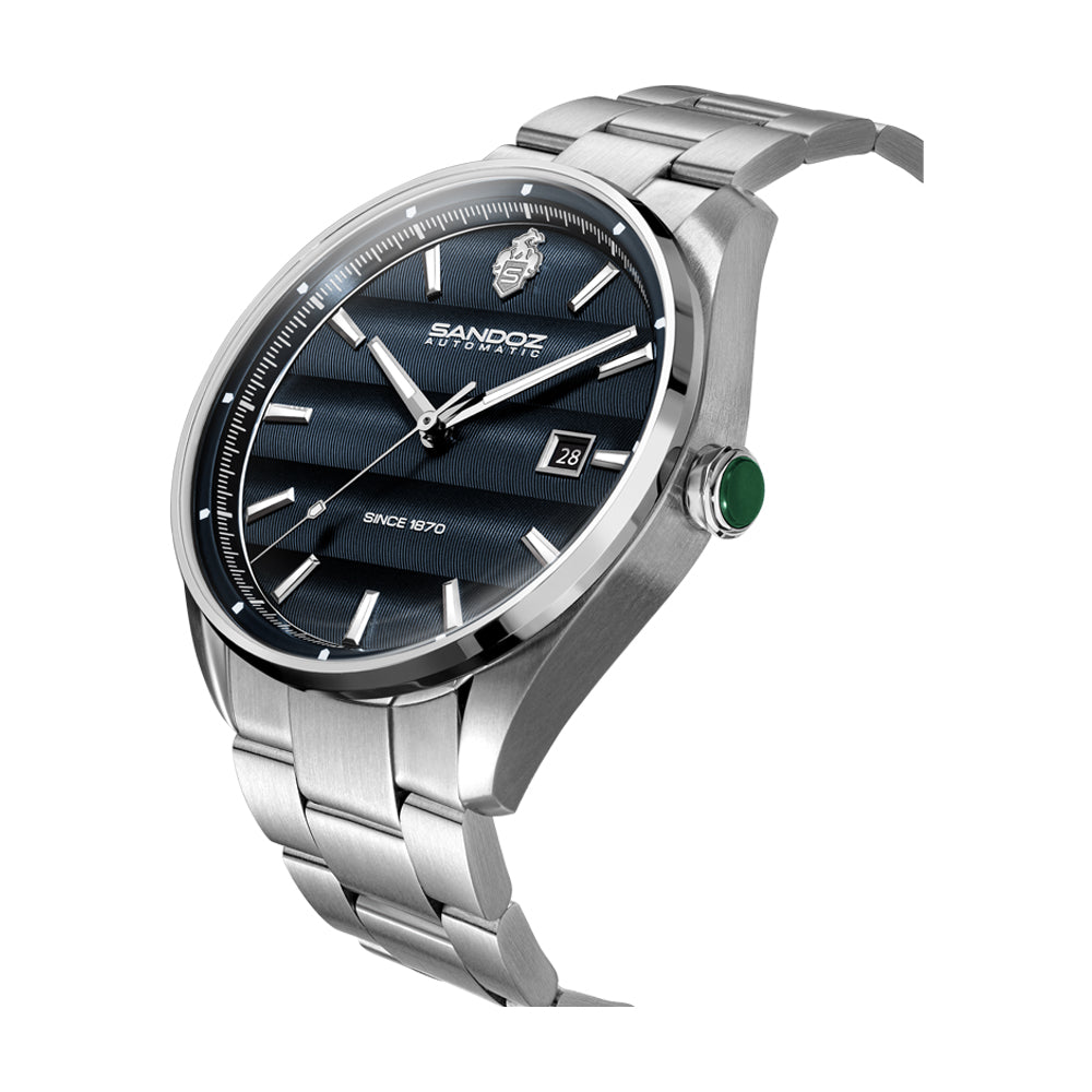 BACHELIN GENTS AUTOMATIC WATCH Blue Dial, Stainless Steel Bracelet