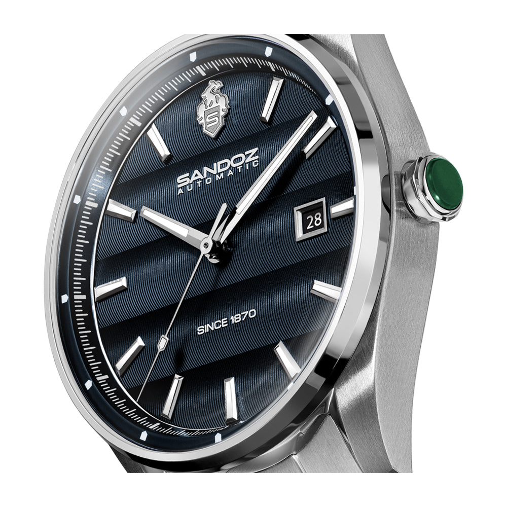 BACHELIN GENTS AUTOMATIC WATCH Blue Dial, Stainless Steel Bracelet