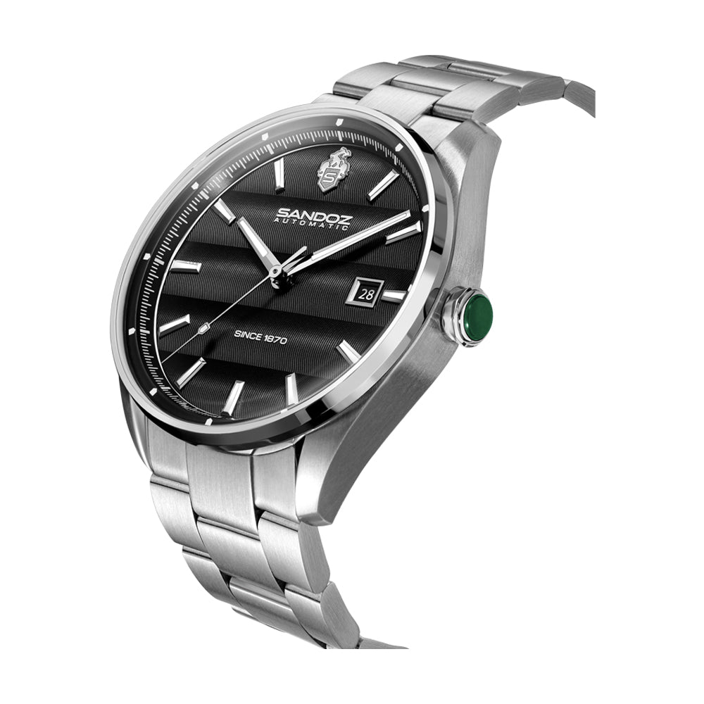 BACHELIN GENTS AUTOMATIC WATCH Anthracite Dial, Stainless Steel Bracelet