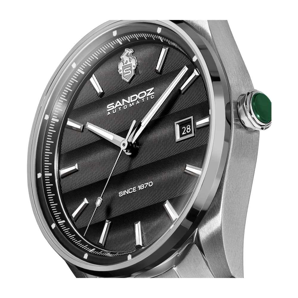 BACHELIN GENTS AUTOMATIC WATCH Anthracite Dial, Stainless Steel Bracelet