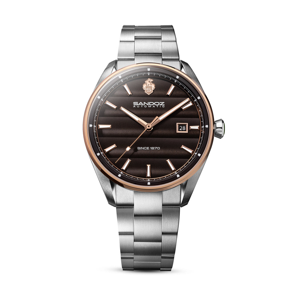 BACHELIN GENTS AUTOMATIC WATCH Brown Dial, Stainless Steel Bracelet