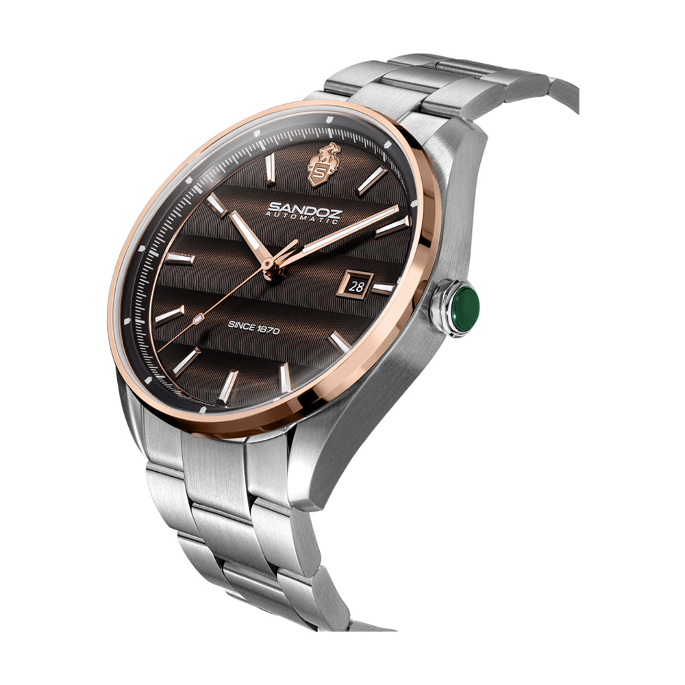 BACHELIN GENTS AUTOMATIC WATCH Brown Dial, Stainless Steel Bracelet