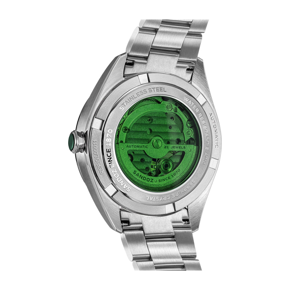 BACHELIN GENTS AUTOMATIC OPEN HEART WATCH Black Dial, Stainless Steel Bracelet