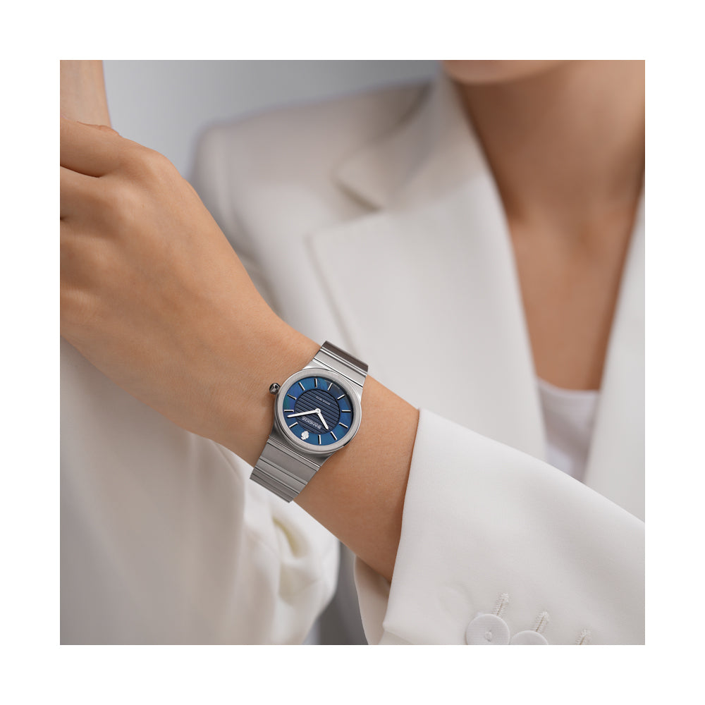 TRESOR LADIES QUARTZ WATCH Blue Mother of Pearl Dial, Stainless Steel Bracelet